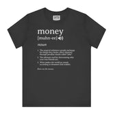 Black Tee Shirt with Money Definition Print product type